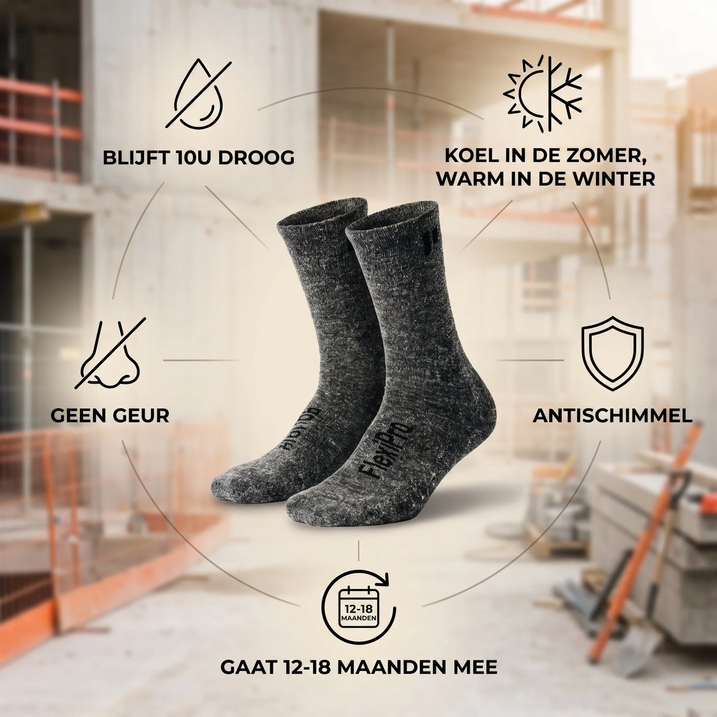Alpaca Werksokken FlexiPro — Vochtwerend & Geurwerend
