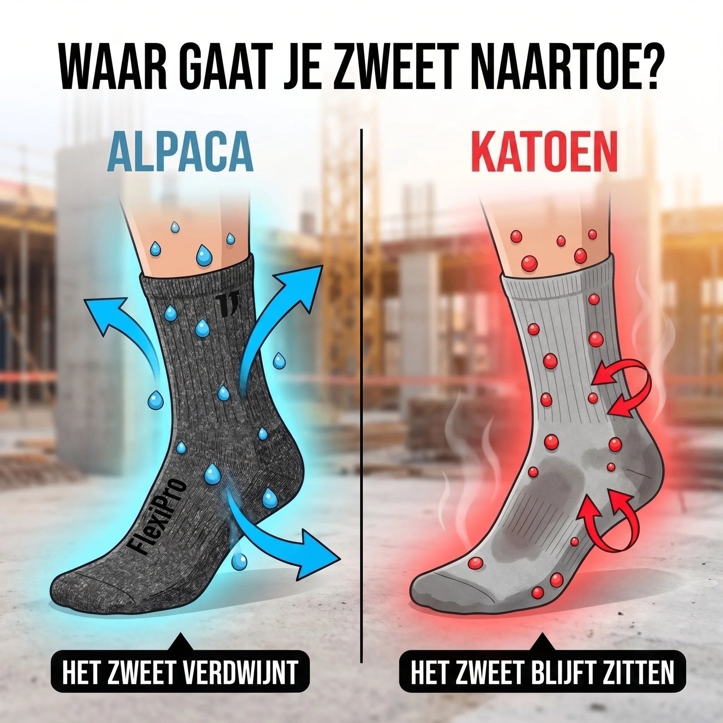 Alpaca Werksokken FlexiPro — Vochtwerend & Geurwerend